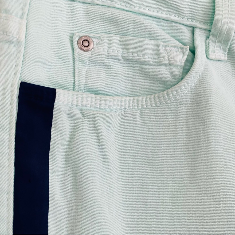 NYDJ Mint Seafoam Green & Navy Tuxedo Stripe Smooth Lift Technology Skinny Jeans - Picture 4 of 8